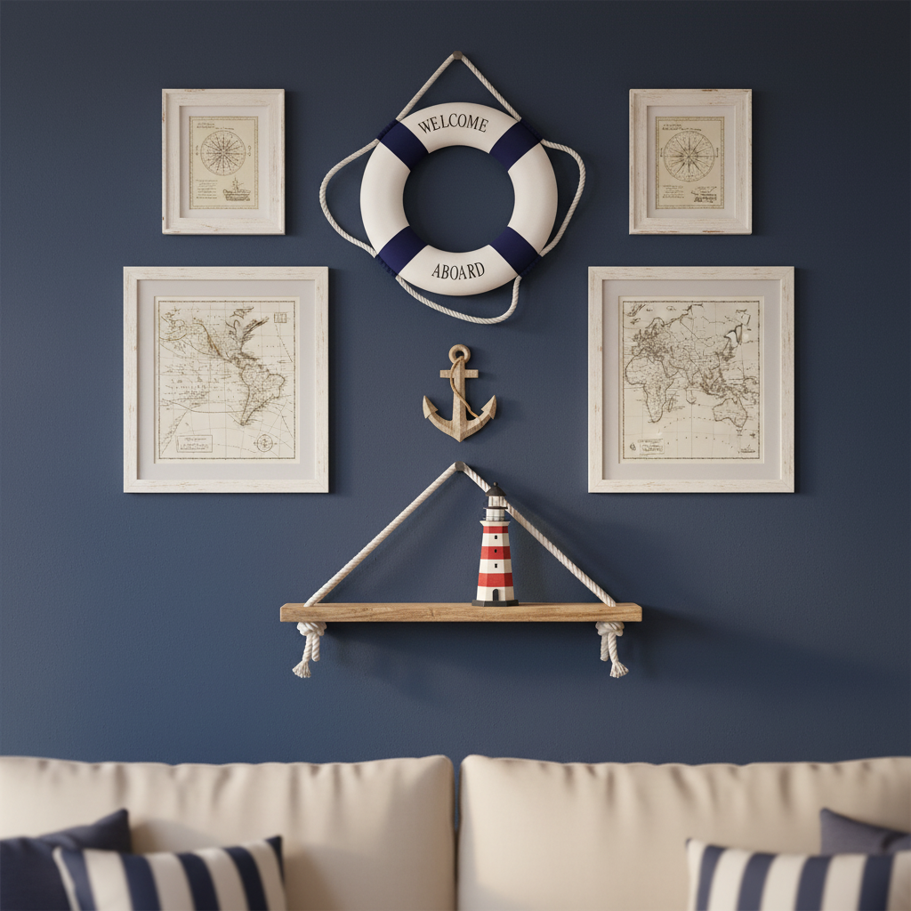 Nautical Life Ring Wall Decoration — Welcome Aboard