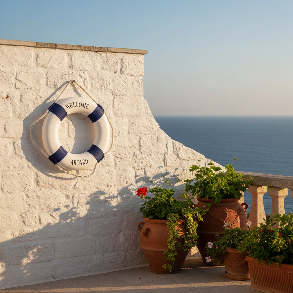 Nautical Life Ring Wall Decoration — Welcome Aboard