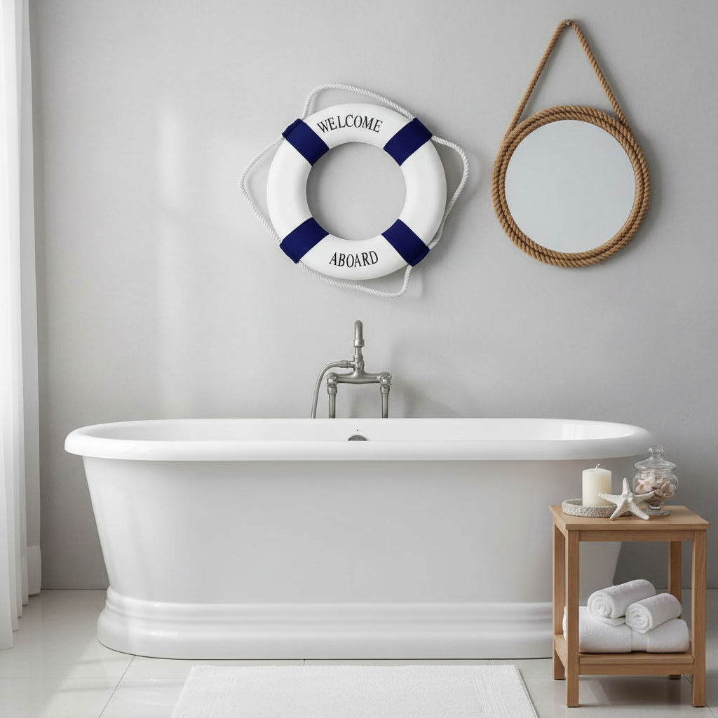 Nautical Life Ring Wall Decoration — Welcome Aboard