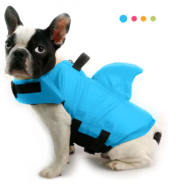 Shark Dog Life Vest — Reinforced Buoyancy Swimwear for Small Dogs, Safety Vest with Handle for Medium & Large Dogs While Surfing