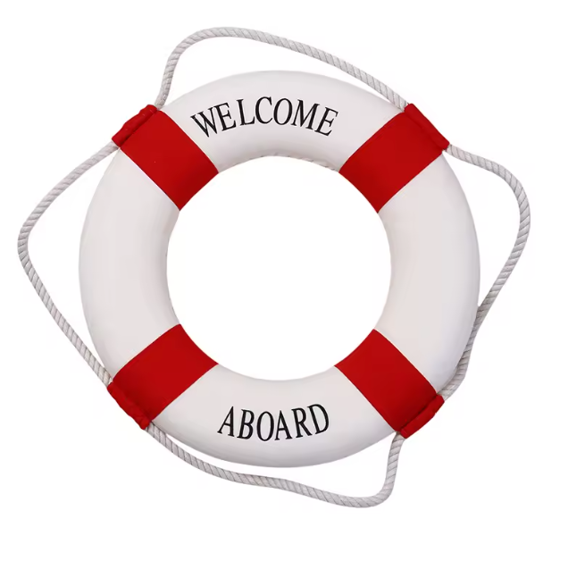 Nautical Life Ring Wall Decoration — Welcome Aboard