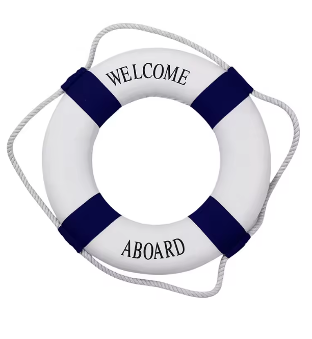 Nautical Life Ring Wall Decoration — Welcome Aboard