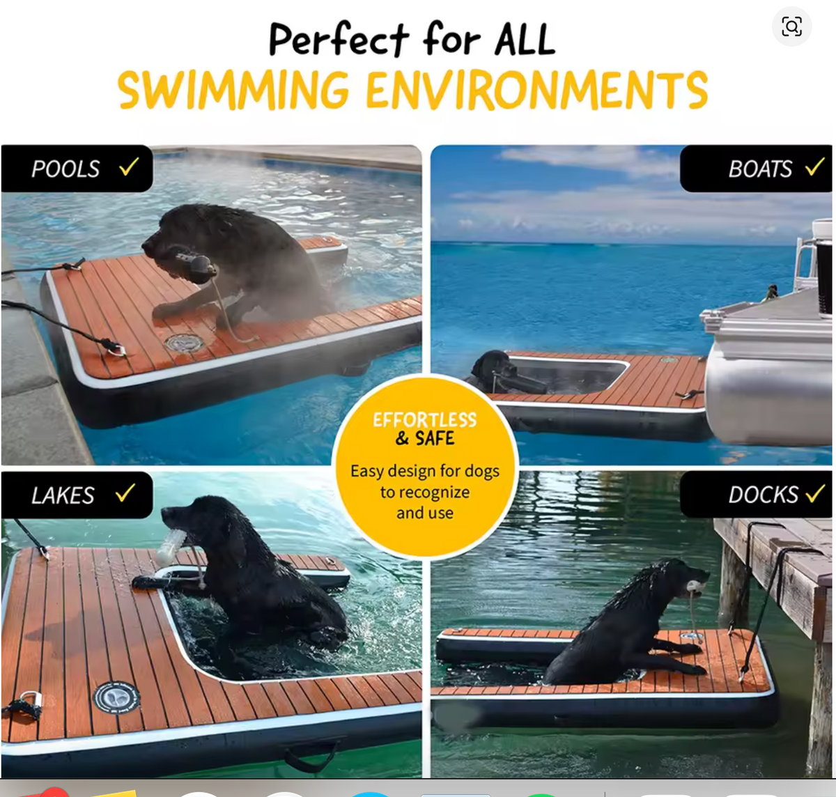 Pool Ramp for Dogs — Inflatable Dog Ramp 60"x40" with Non-Slip Surface & Floating Ladder