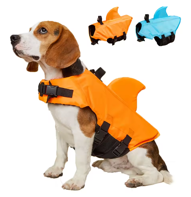 Shark Dog Life Vest — Reinforced Buoyancy Swimwear for Small Dogs, Safety Vest with Handle for Medium & Large Dogs While Surfing