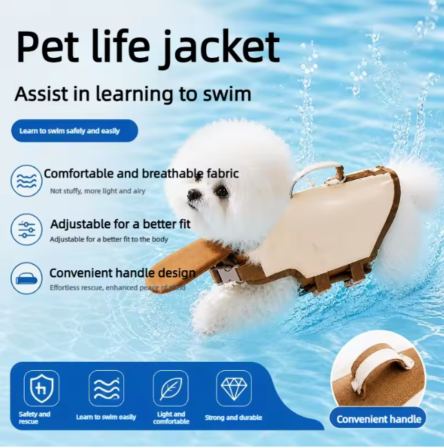 Dog Life Vest with Chin Strap — Waterproof, High Buoyancy, Breathable, Adjustable Swim Vest for Puppies