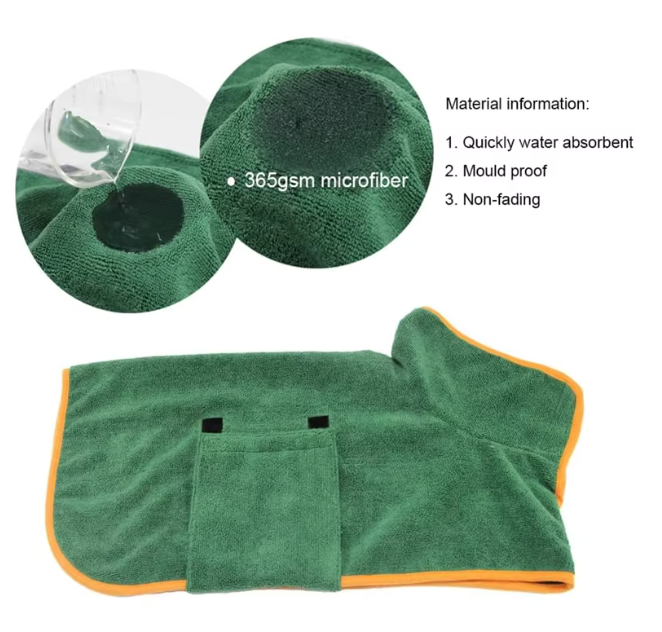 Pet Bathrobe — Highly Absorbent, Quick-Drying Dog & Cat Towel Coat with Adjustable Fit, for Small, Medium & Large Pets