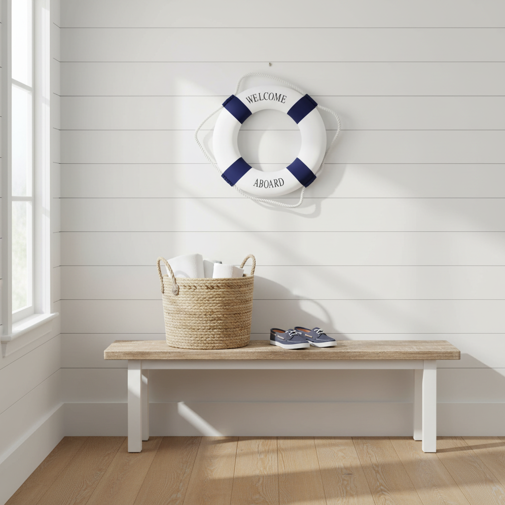 Nautical Life Ring Wall Decoration — Welcome Aboard