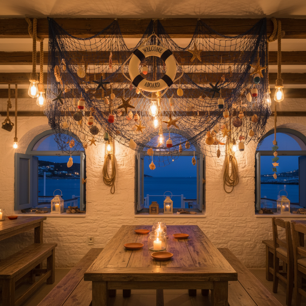 Decorative Fishing Net — Mediterranean Nautical Wall Decor