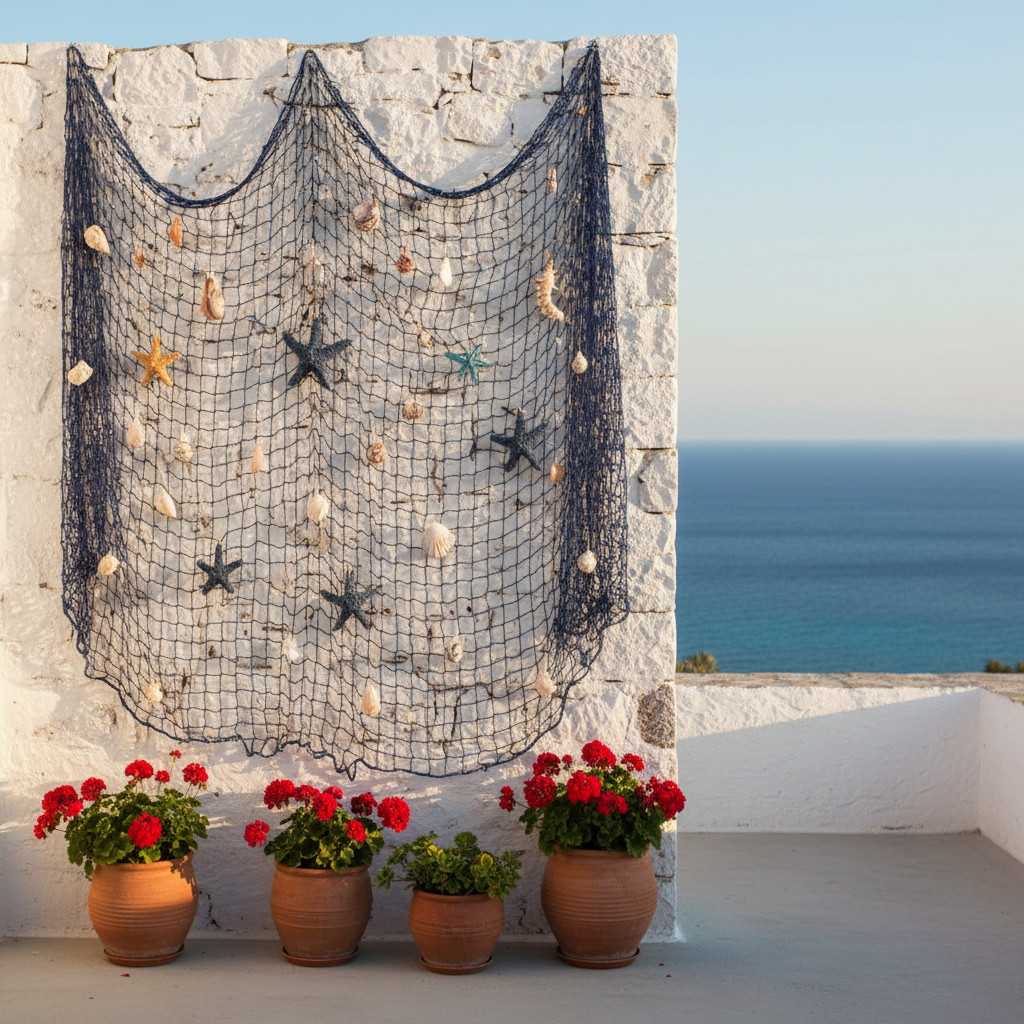Decorative Fishing Net — Mediterranean Nautical Wall Decor